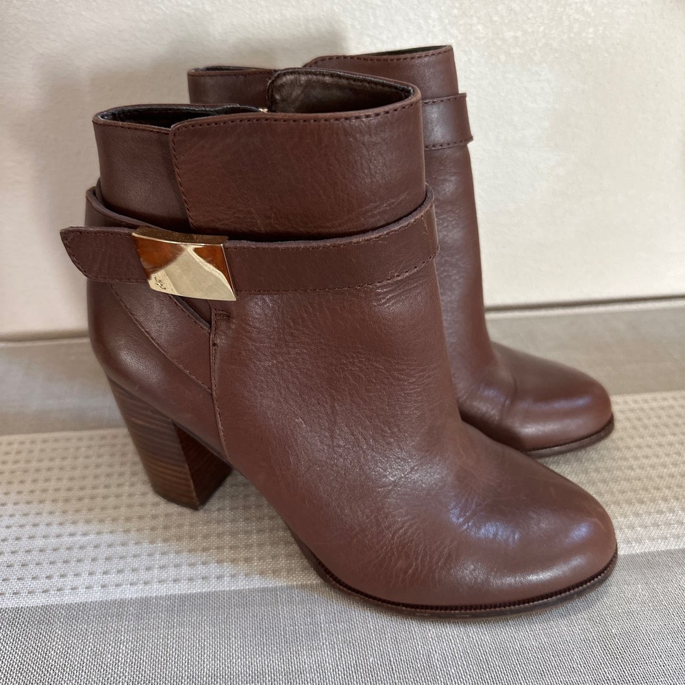 Louise Et Cie Ankle Boots Brown Leather Round Toe Size 7.5/37.5